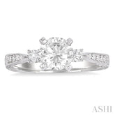 5/8 Ctw Diamond Engagement Ring with 3/8 Ct Round Cut Center Stone in 14K White Gold